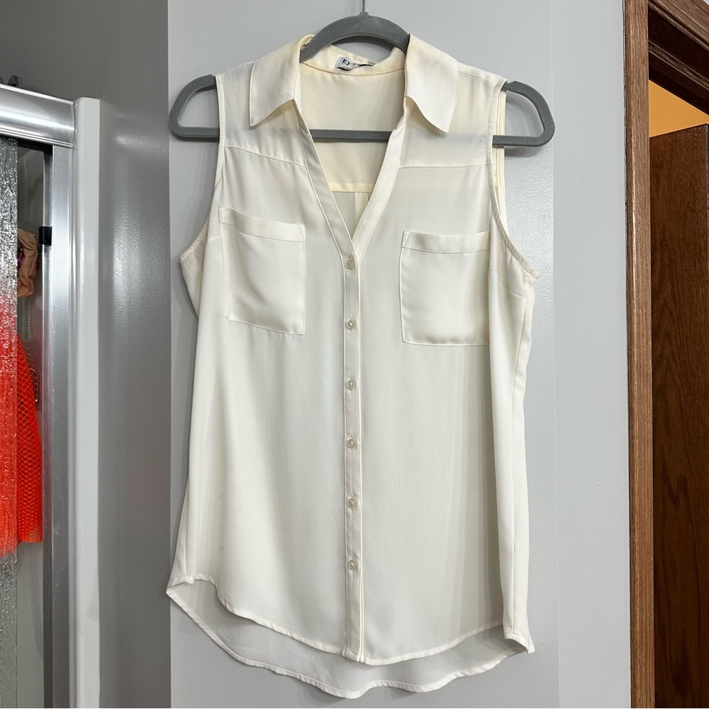 Express - The Portifino - Cream Sleeveless Blouse - Size M